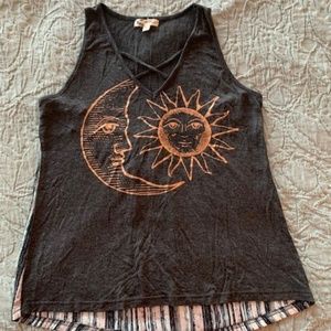 About a Girl Moon and Sun Patterned Top